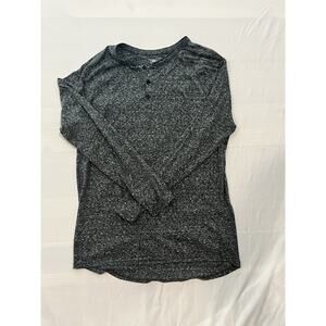 LuLaRoe Patrick Henley Shirt Mens Large Gray Marled Long Sleeve Casual Tee